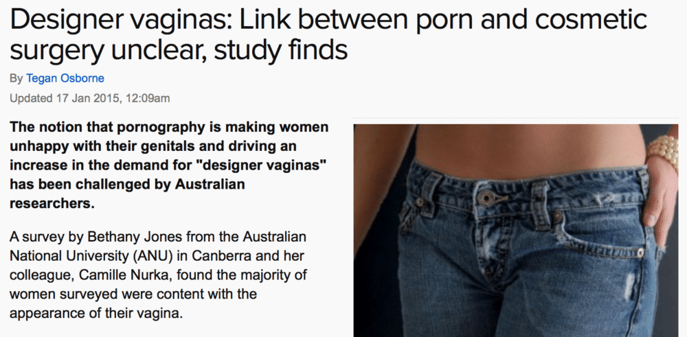newspaper article about link between porn and cosmetic surgery