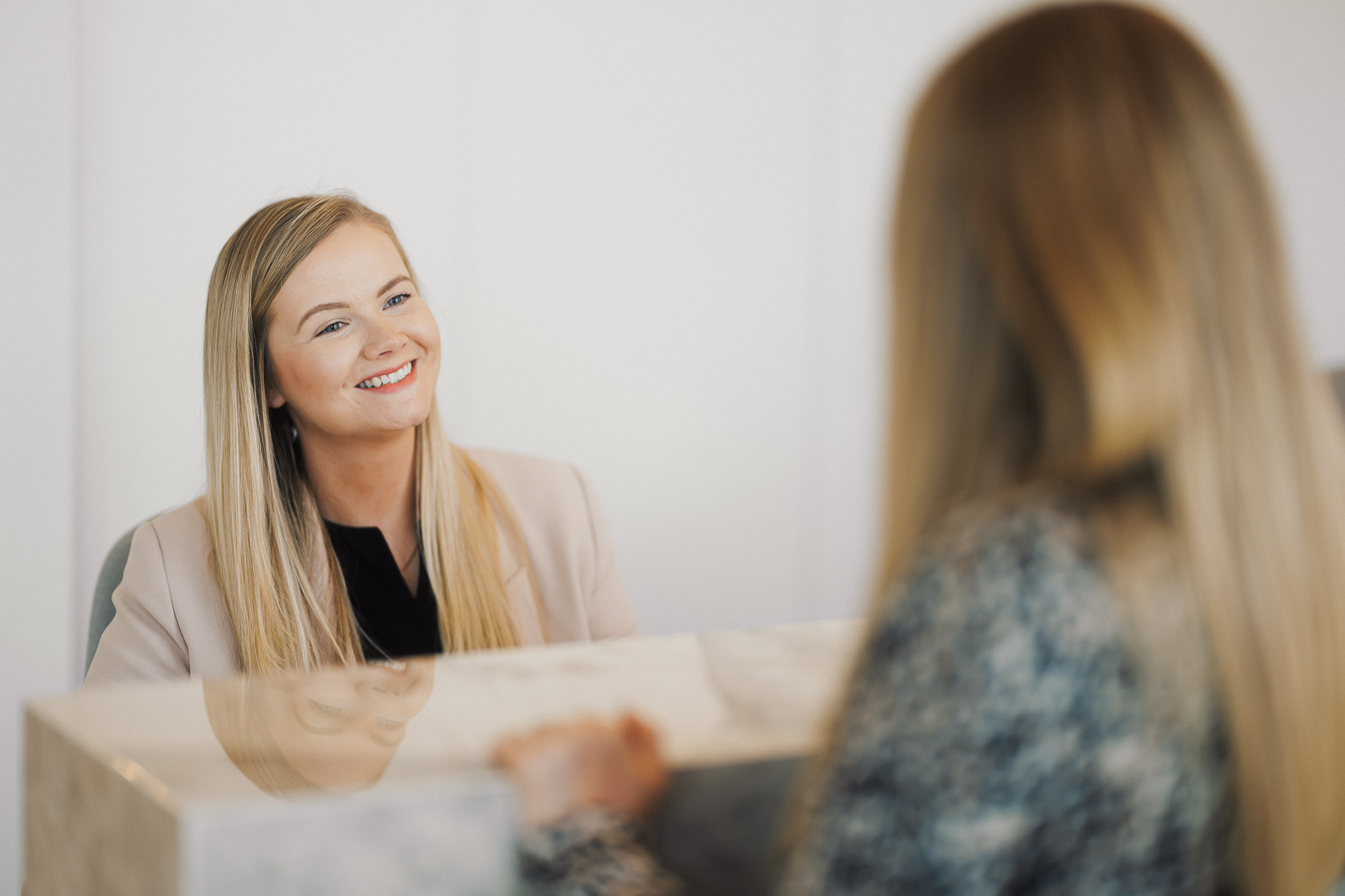 A member of the front-of-house team welcoming a patient at Waterfront Private Hospital, Edinburgh